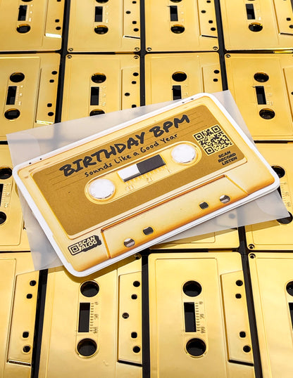 Greeting Card Sticker | Gold "Birthday BPM"