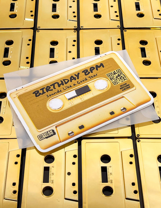 Greeting Card Sticker | Gold "Birthday BPM"