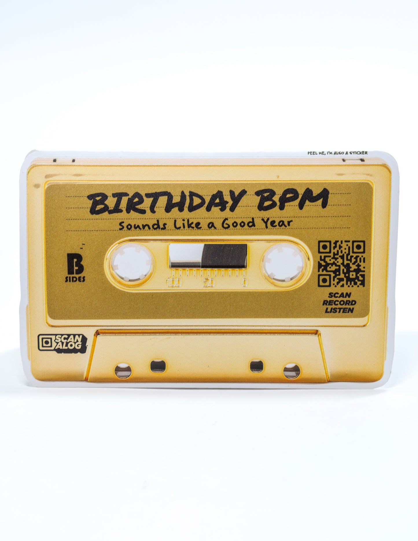 Greeting Card Sticker | Gold "Birthday BPM"