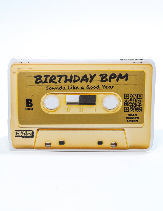 Greeting Card Sticker | Gold "Birthday BPM"