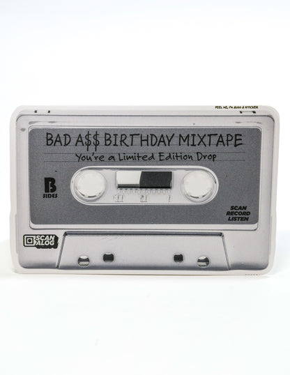 Greeting Card Sticker | Silver "Bad A$$ Birthday Mixtape"