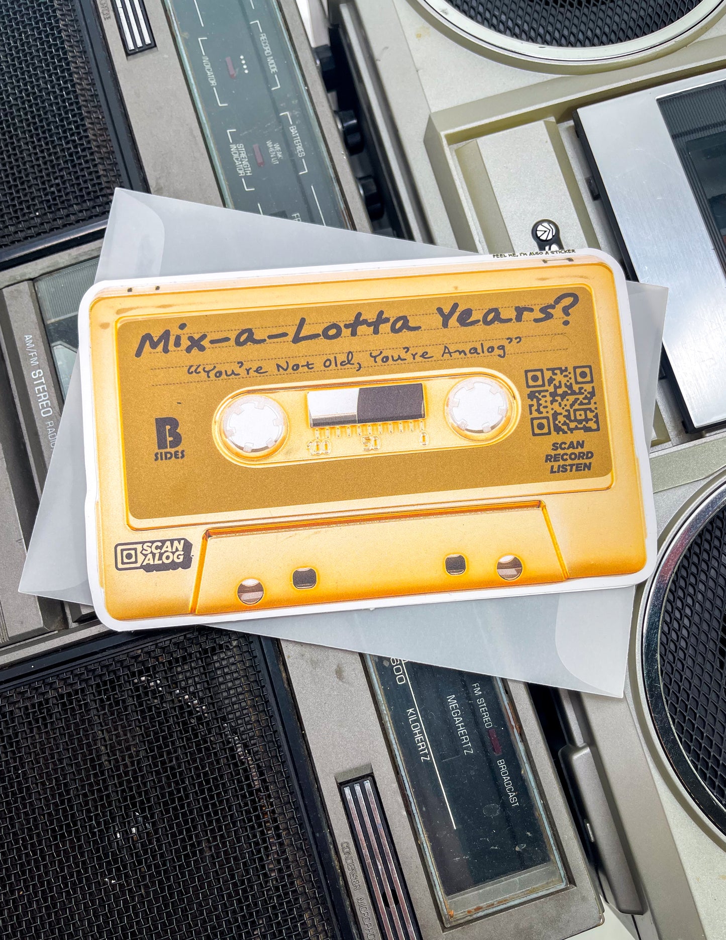 Greeting Card Sticker | Gold "Mix-A-Lotta Years?"