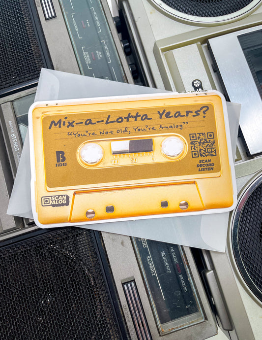 Greeting Card Sticker | Gold "Mix-A-Lotta Years?"