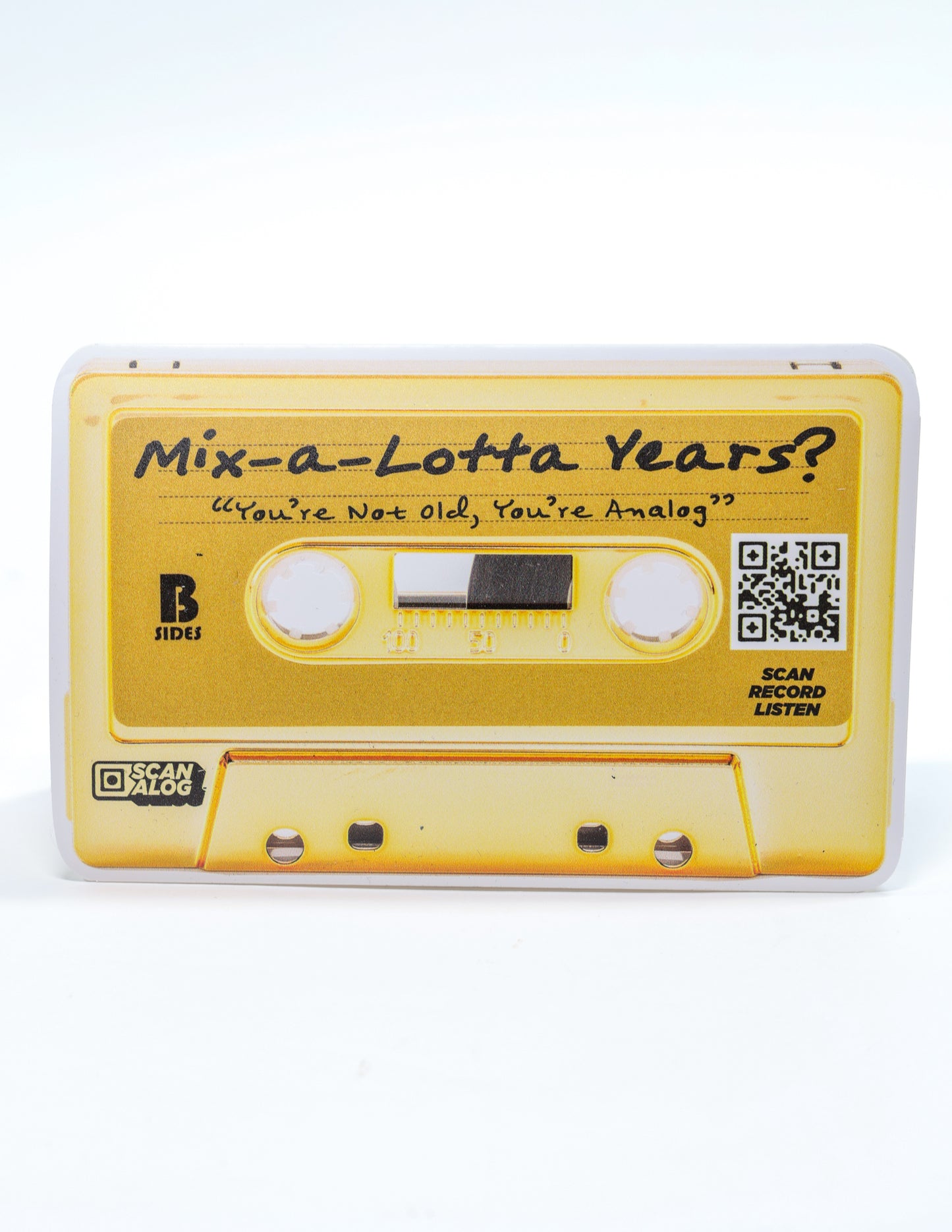 Greeting Card Sticker | Gold "Mix-A-Lotta Years?"