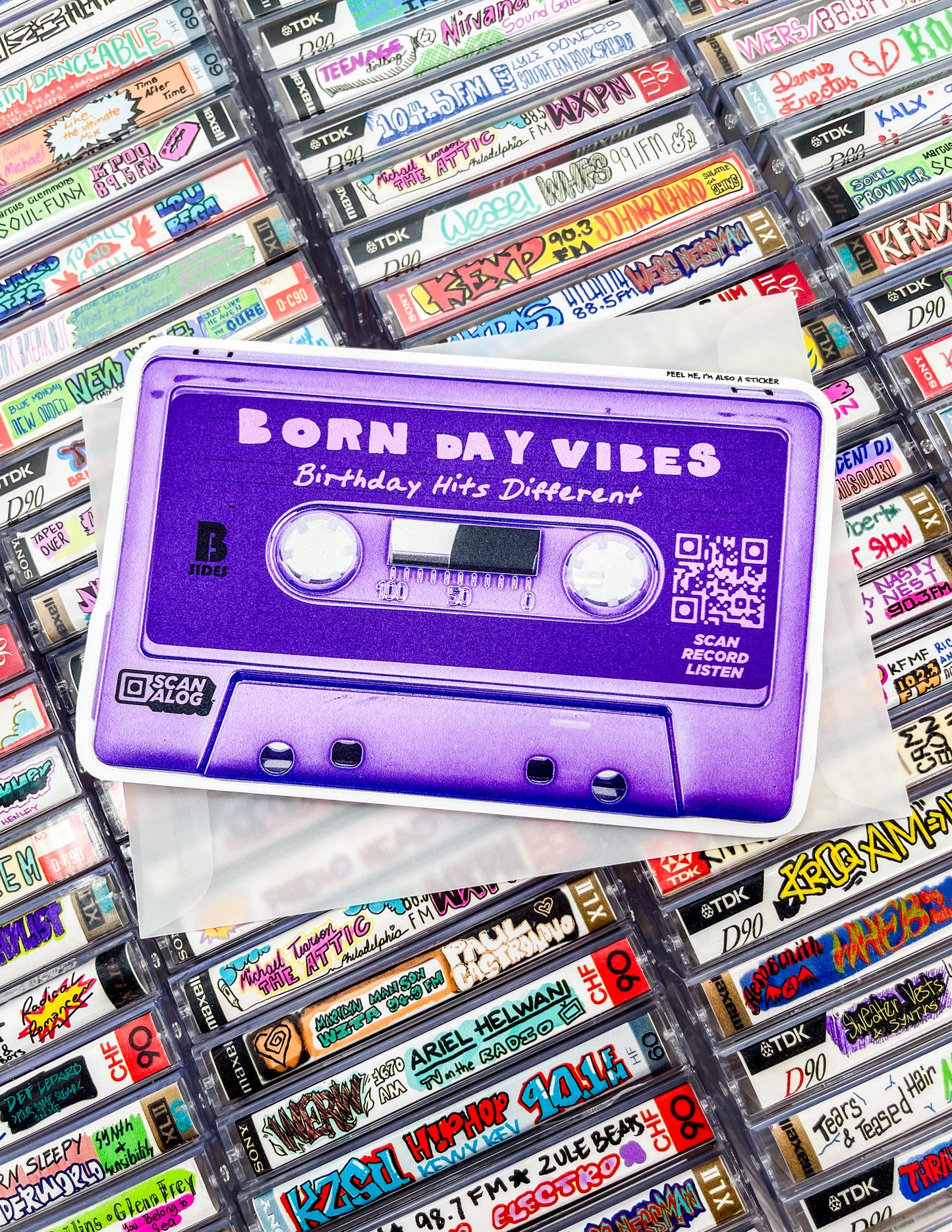 Greeting Card Sticker | Purple "Born Day Vibes"