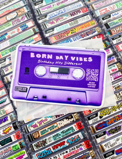 Greeting Card Sticker | Purple "Born Day Vibes"