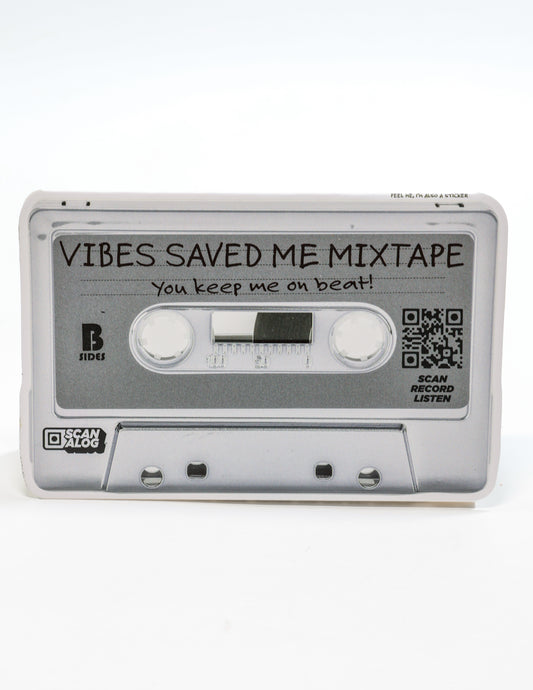 Greeting Card Sticker | Silver "Vibes Saved Me Mixtape"