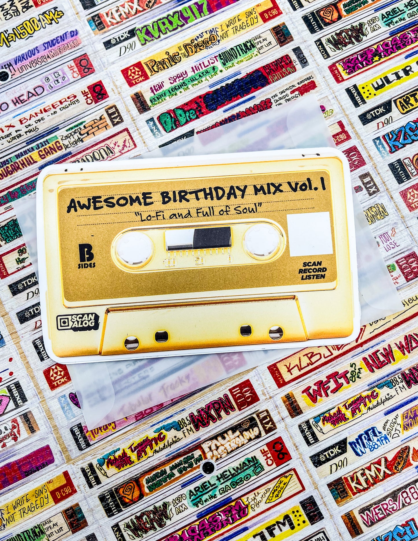 Greeting Card Sticker | Gold "Awesome Birthday Mix Vol.1"